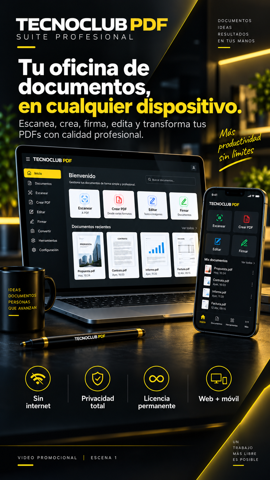 TECNOCLUB PDF en computadora y teléfono